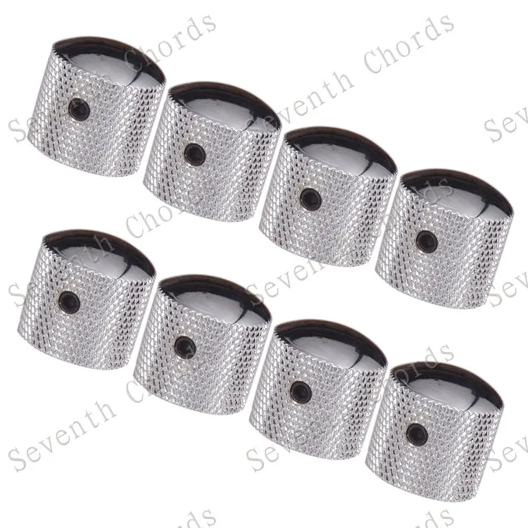 8 pcs metall gerändelt barrel dome elektrische bass gitarre tone volume control knöpfe mit hexa schraube lock typ chrom schwarz gold free gl