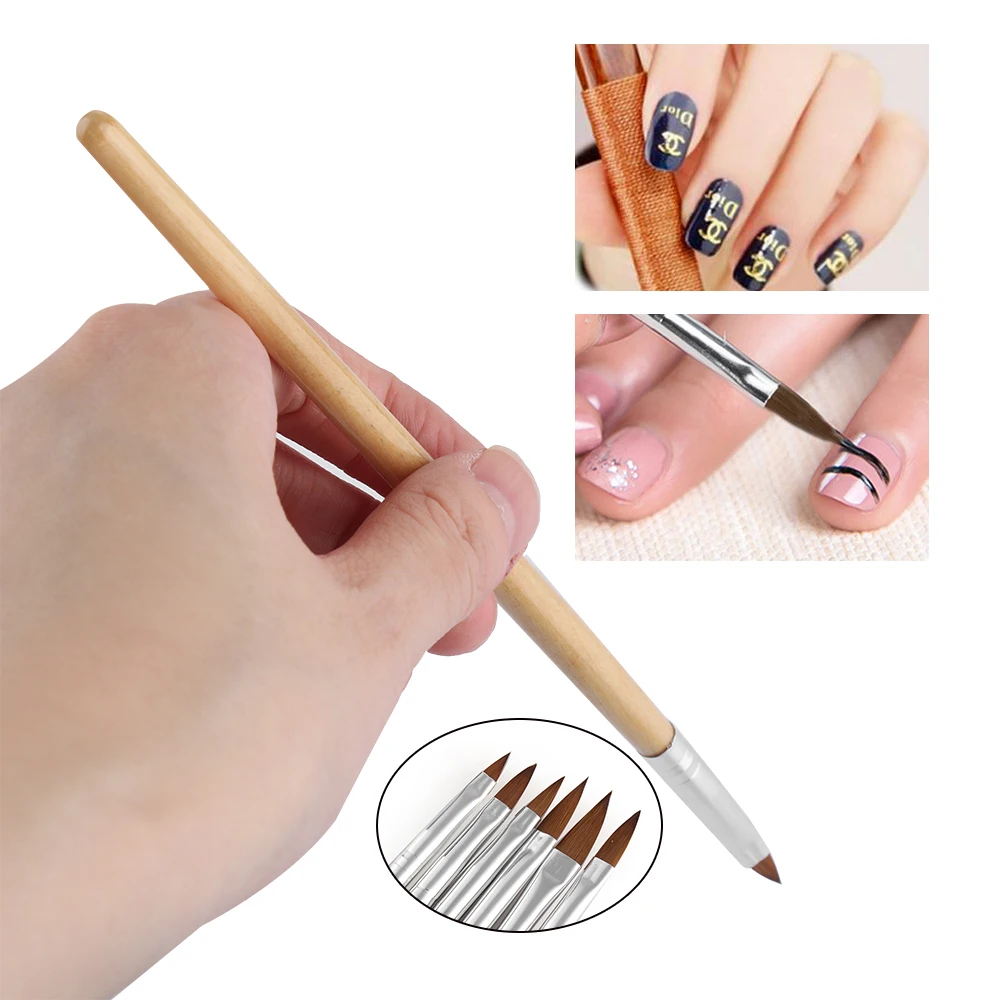 6 шт./компл. акриловый УФ гель для ногтей кисти ручка круглая Соболь Рисование