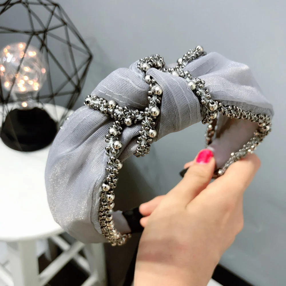 

Women Hair Bands Tied Seams Pearls Girls Hair Bands Knotted Sweet Non-Slip Simple Headdress akcesoria do wlosow
