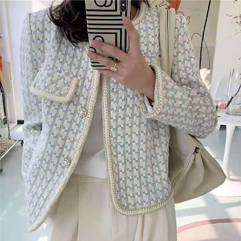 

Женская твидовая куртка, изящная короткая, универсальная, весна-осень