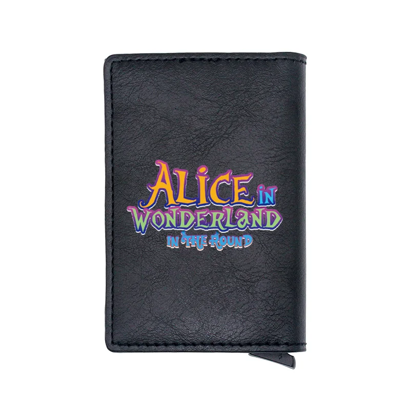 

Classic Alice In Wonderland In The Round Digital Printing Leather Credit Card Holder Wallet Men Women Cool Short Purse Gift