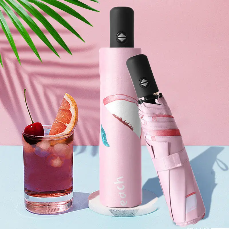 

Umbrella Female Machine Fully Automatic Umbrella Sunscreen UV Protection Folding Sun Umbrella Rain or Shine Large Male