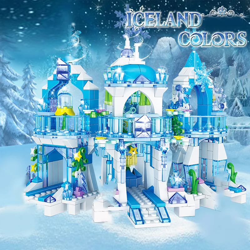 Принцесса Снежная королева ледяной замок фигурки снега строительные блоки