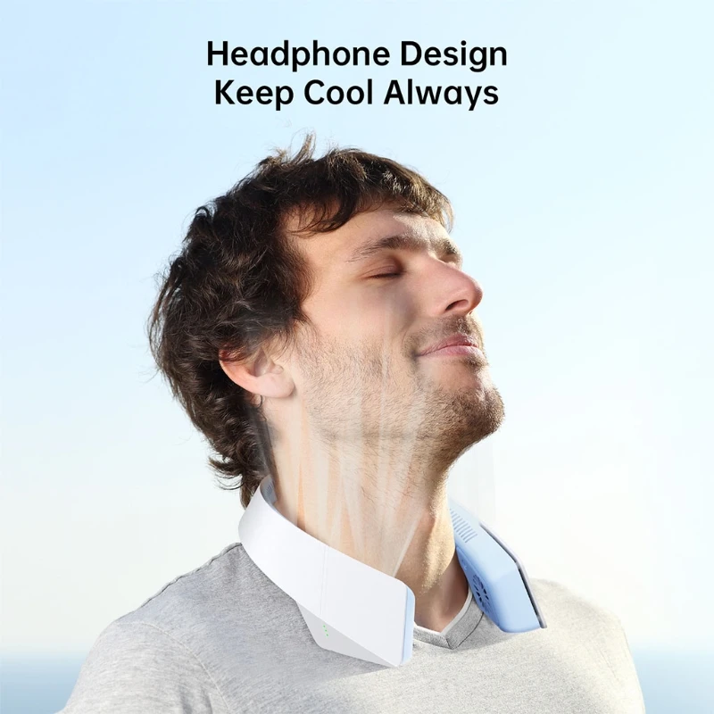 

3 Speeds Portable Neck Fan Hands Free Bladeless Hanging Sport Fan Wearable Personal Fan Leafless Rechargeable USB Neck Fan