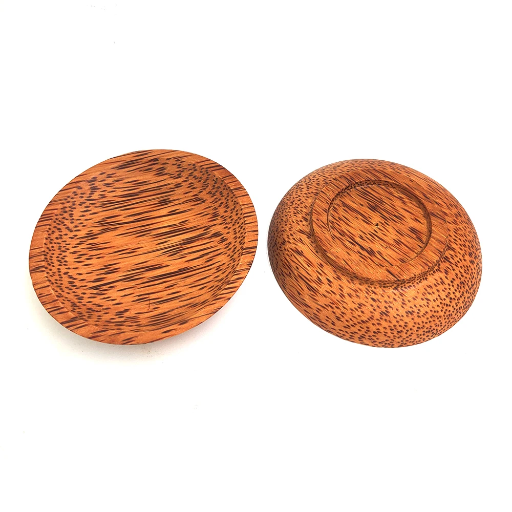 Кокосовая древесина круглая тарелка из цельной древесины поднос для фруктов чая