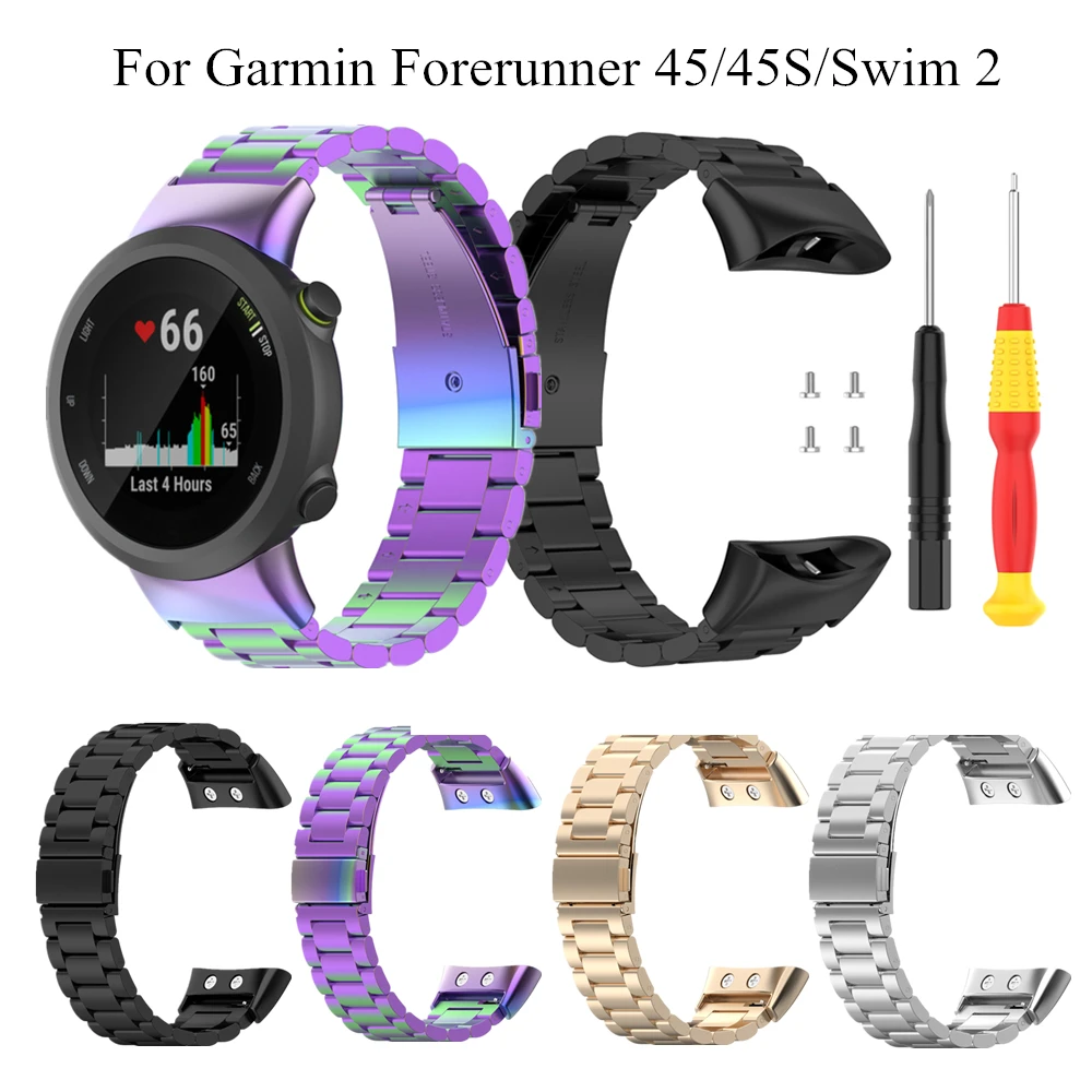 

Metal Watch Band For Garmin Forerunner 45 45S Smartwatch Stainless Steel Strap Replacement Bracelet For Garmin Swim 2 Wristband