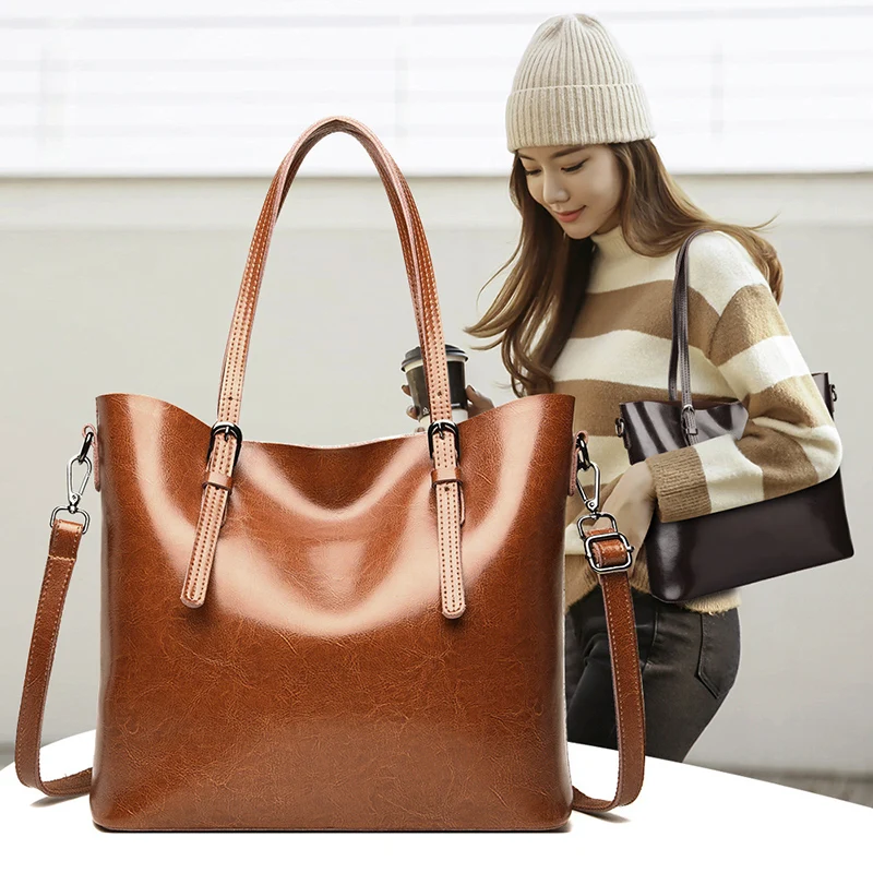 

YILIAN Versatile fashion leather Shoulder bag for women 2021 New versatile cowhide cross-body bag bright leather trend for women