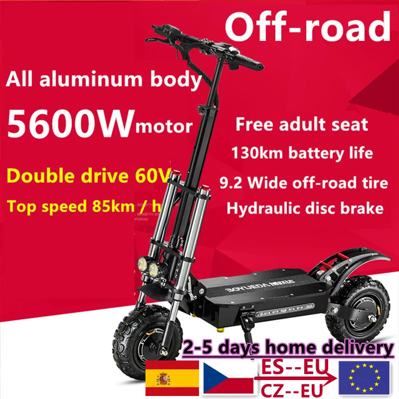 Verkaufen Freies Verschiffen 11 Zoll 60V5600W Elektrische Roller Erwachsene Hohe Geschwindigkeit Off-Road Dual Stick Klapp Elektrische Fahrzeug