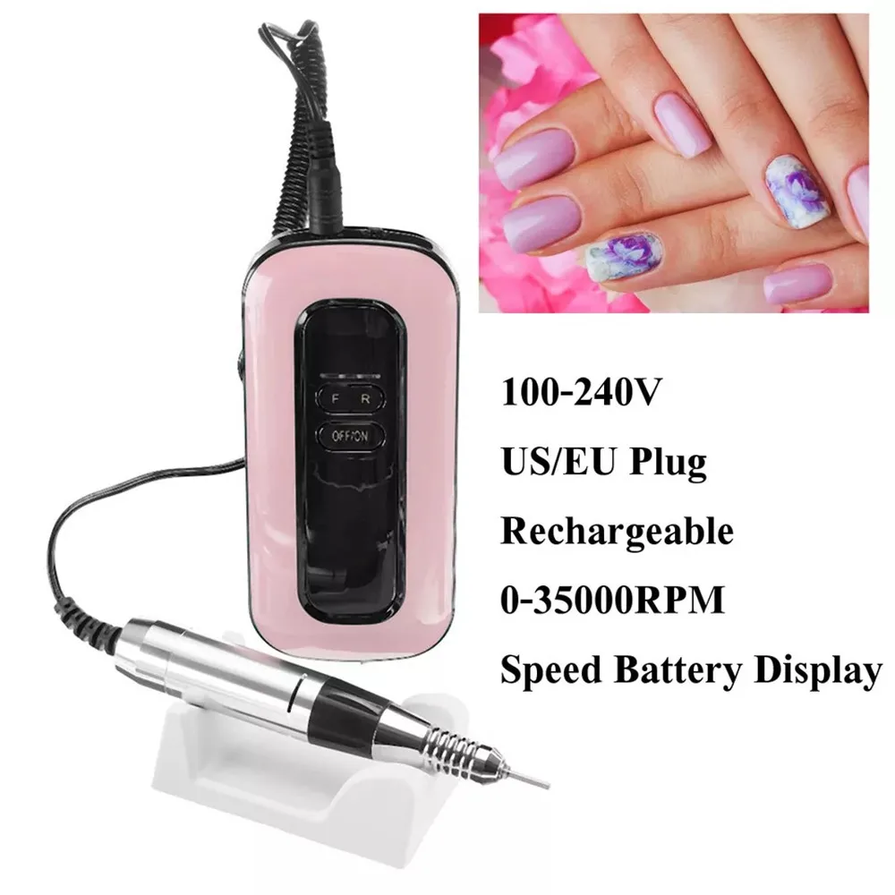 Портативная аккумуляторная электрическая дрель для ногтей с цветным ЖК дисплеем