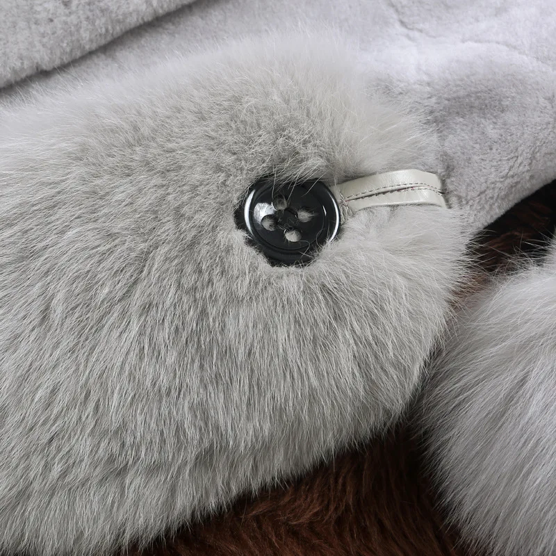 High-end Winter Faux Fox Women Fashion Fake Fur Coat Hooded Jacket Slim Nine Quarte Turn-down Collar Overcoat