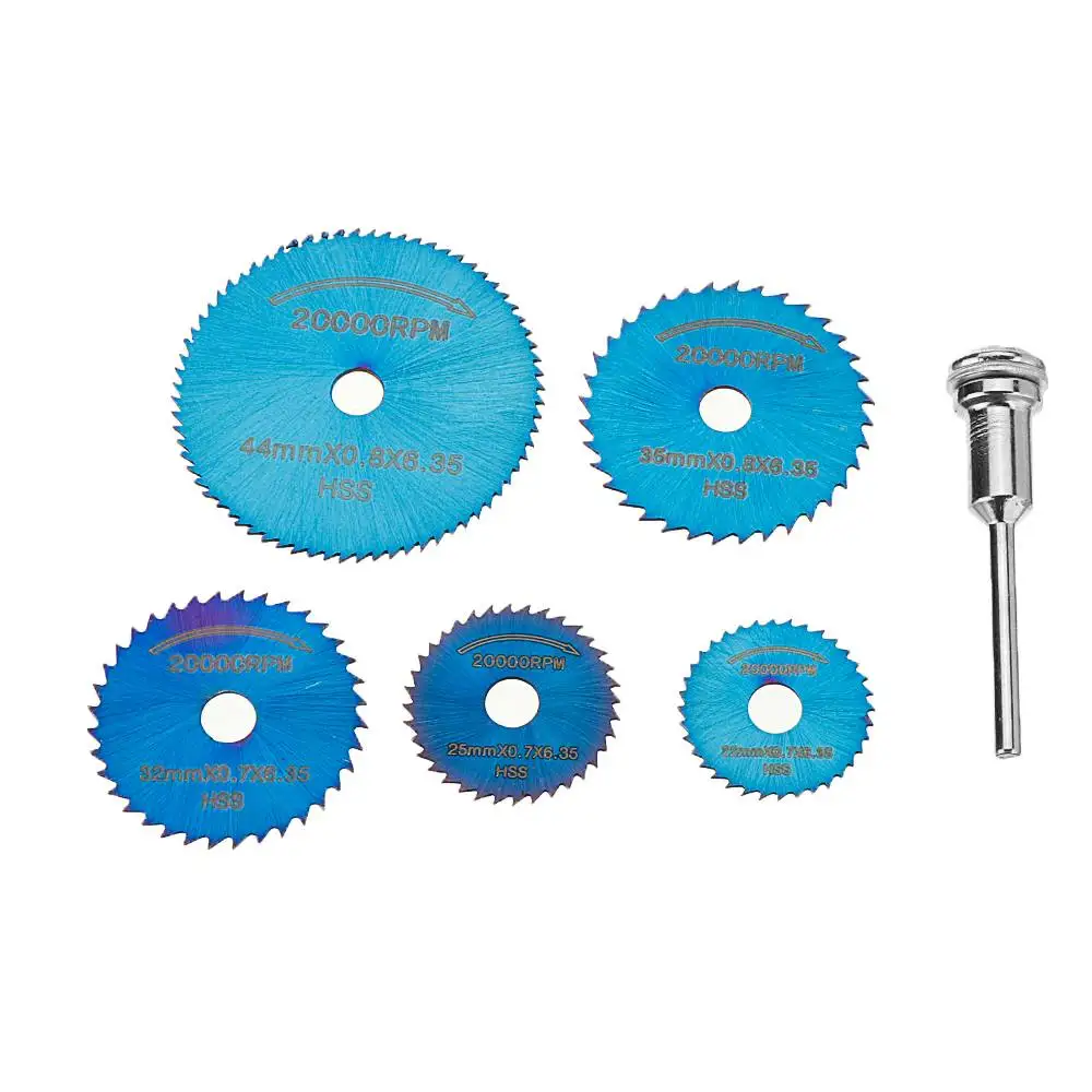 

DANIU 6pcs HSS Circular Saw Blades Set Bule Coated Saw Blade for Rotary Tools Portable