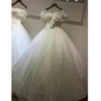 stunning real work wedding dress 2021 dubai robe de soiree luxury bridal gown new arrival pearl crystal bridal dress
