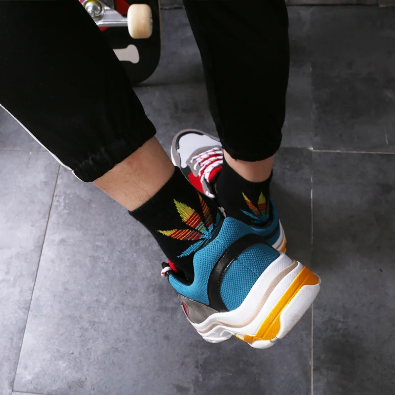 1 Pair High Quality Harajuku Chaussette Style Weed ankle Socks for Women Men Cotton Hip Hop Socks Man Meias Mens Calcetines