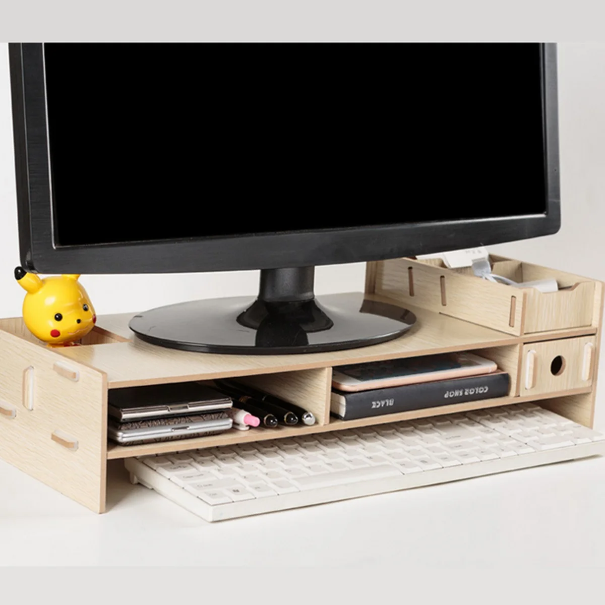 Wooden Monitor Holder Bracket Computer Stand Desktop Storage Shelf Laptop Screen Rack Desk PC Riser Organizer 48*20*12.3cm | Компьютеры и