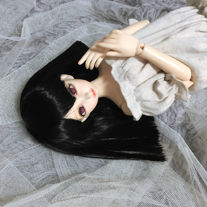 Парик Allaosify Bjd 1/3 1/4 1/6 1/8 1/12 черно серая аккуратная челка кукольные Волосы средней