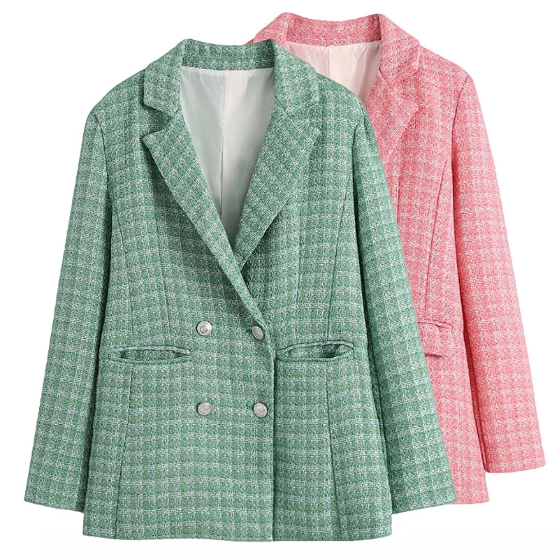 Женский блейзер с длинным рукавом Adherebling Za голубой Блейзер на пуговицах длинными