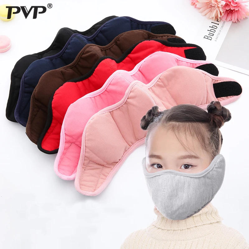 

Winter Warm face mask for Kids Cotton Face masks With earmuffs Cartoon Dust and Wind Proof Cover Masks For Children Holiday mask