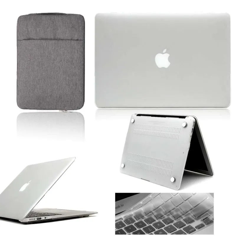 White KK&LL Жесткий Чехол для ноутбука+ сумка+ чехол для клавиатуры-Apple MacBook Air Pro retina 11 12 13 15 и Air13/Pro 13 15 Touch Bar - Цвет: White