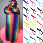 Lupu разноцветные радужные синтетические удлинители волос с зажимом, 22 дюйма, длинные прямые накладные волосы для женщин