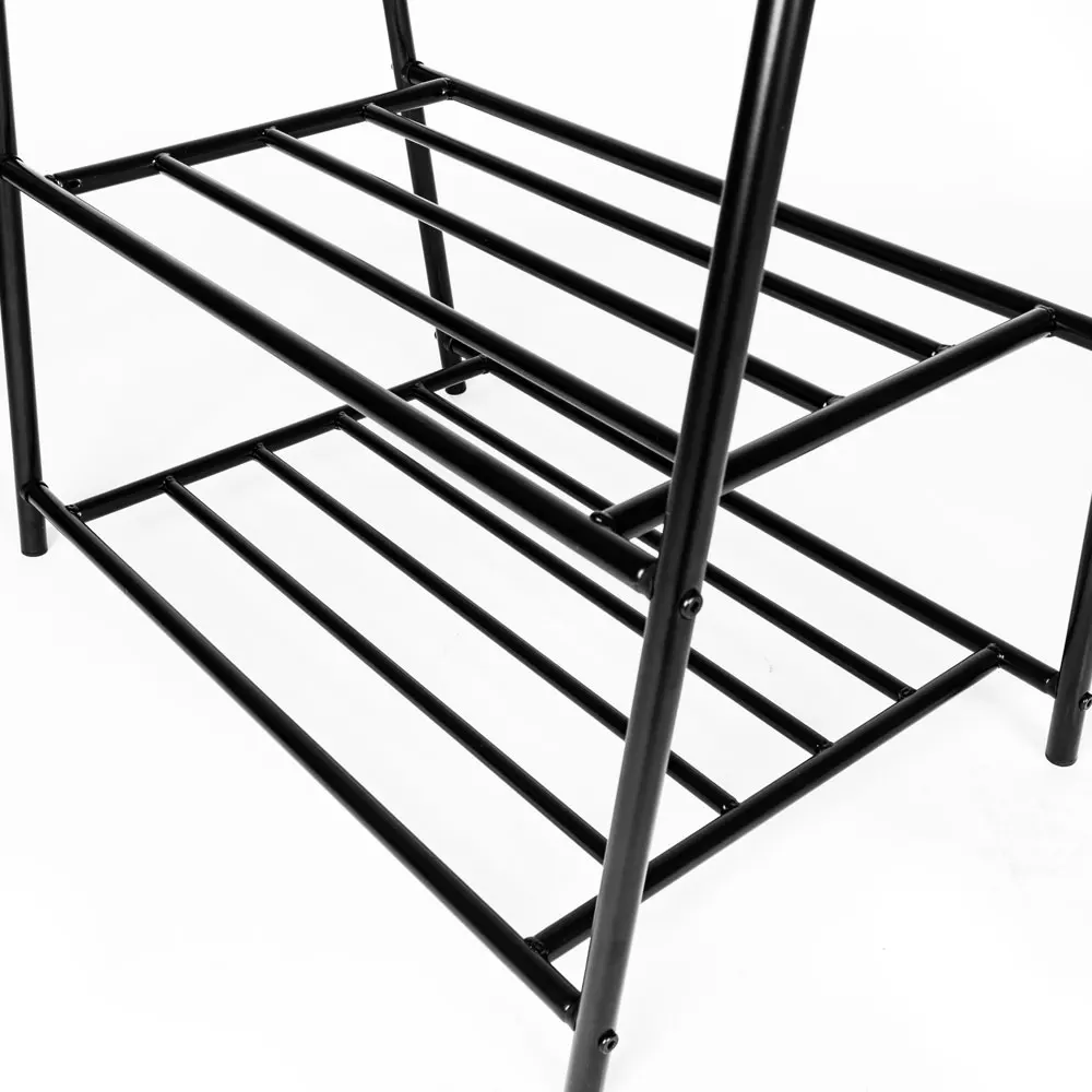 

US WarehouseTwo-tier Garment Rack Metal Clothes Coat Shoe Storage Shelf Black Clotheshorse