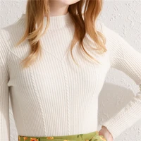 autumn winter korean womens half high neck slim sexy pure wool sweater commuter bottoming trend pullover iong sleeved all match