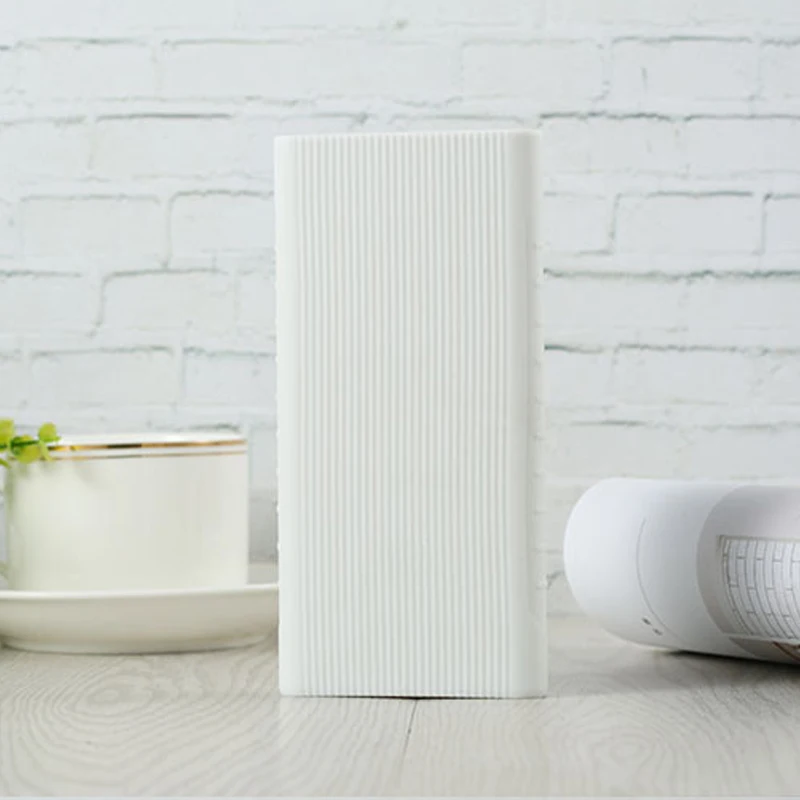 Белый Защитный чехол для нового Xiaomi power Bank 2 10000 MAh двойной USB порт силиконовый чехол для телефона power макет банка PLM09ZM - Цвет: Белый
