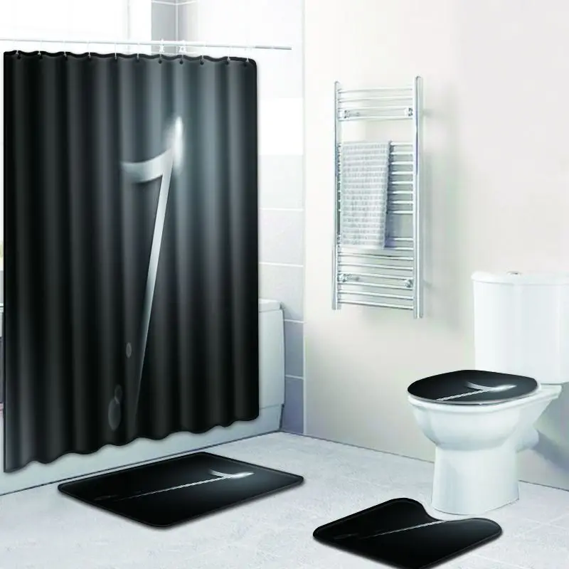 

Zeegle Bathroom Math Set with Shower Curtain Foot Rug Pedestal Rug Bathroom Doormat Polyester Anti-slip Flannel Toilet Floor Mat