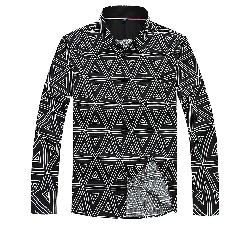 

Fashionable men's fat plus size printed long sleeve shirt men's youth fashion leisure Long Sleeve Shirt