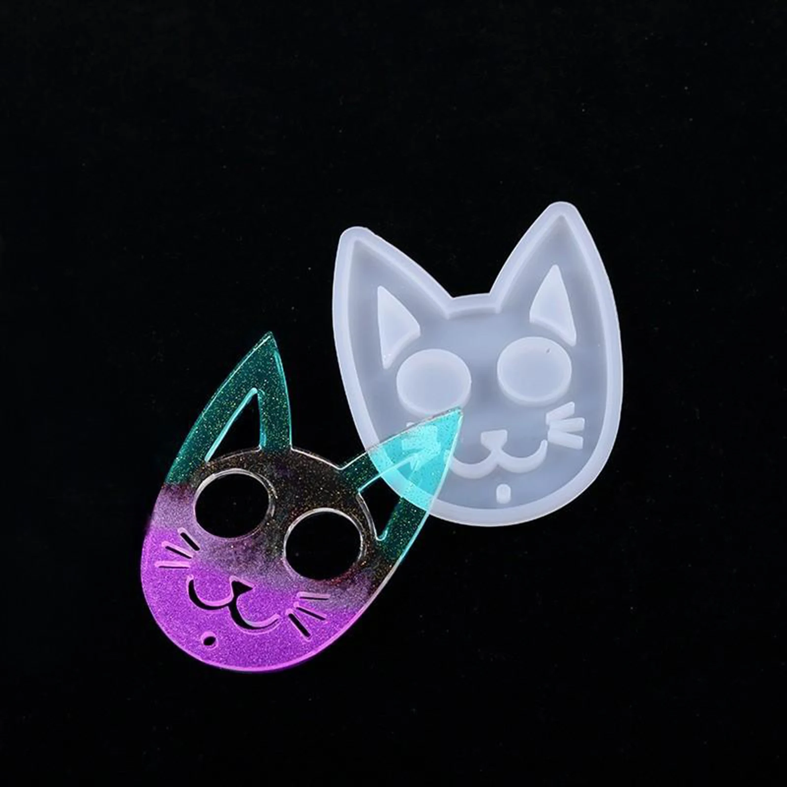 

Cat Shape Keychain Pendant Silicone Mould Crystal Epoxy Resin Mold DIY Craft