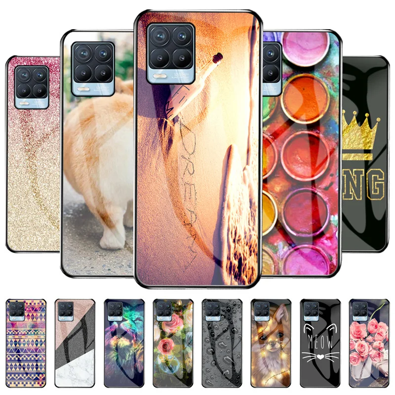 

Luxury Hard Glass Phone Case For Realme 8 Pro Case Tempered Glass Back Cover For OPPO Realme V13 Realme8 Pro 8Pro Cases Shell