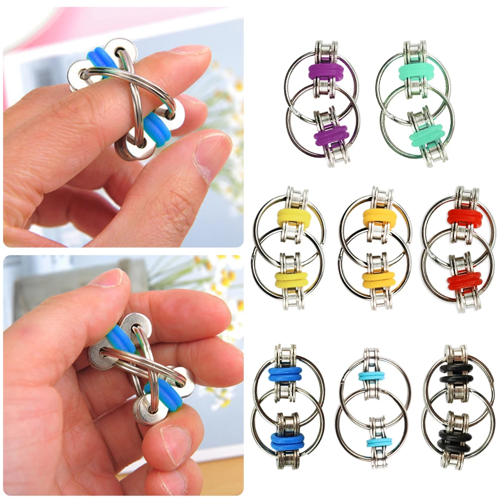 

Decompression Key Ring Finger Spinner Flippy Chain Fidget Toy Stress Reliever Bike Chain Rings for ADHD Sensory Autism Toy Gift