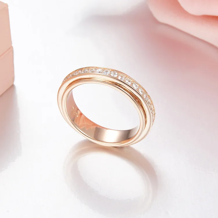 От известного бренда один слой Циркон с вращающимся кольцом Модные 925 серебро