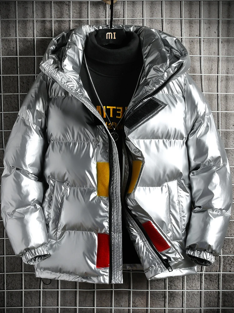 Cotton-Padded Coat for Men Winter Cotton-Padded Jacket Trendy Cotton Clothing Coat Trendy Korean Style Fashion Brand Glossy