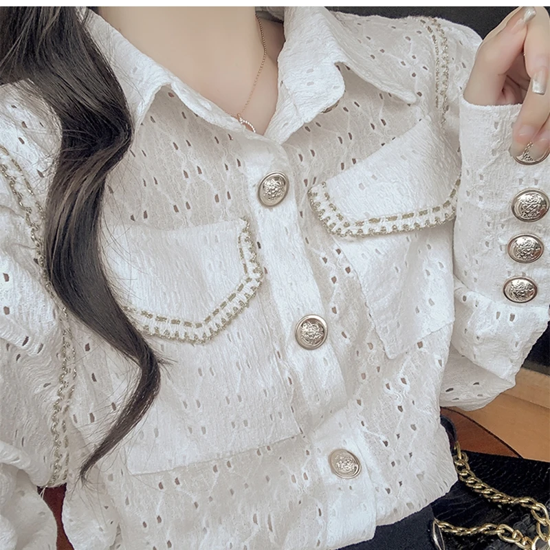 

Vintage Office Blouse Shirt Elegant Women Long Puff Sleeve 2021 Autumn Sexy Casual Top Shirts Ladies