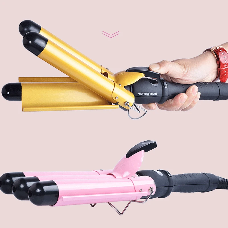 Щипцы для завивки волос с 3 бочками автоматическая керамическая плойка ЖК