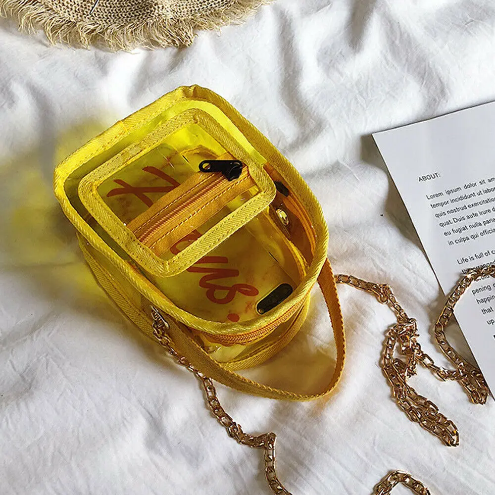 Женская прозрачная сумка для желе из ПВХ женская с цепочкой кошелек модная через