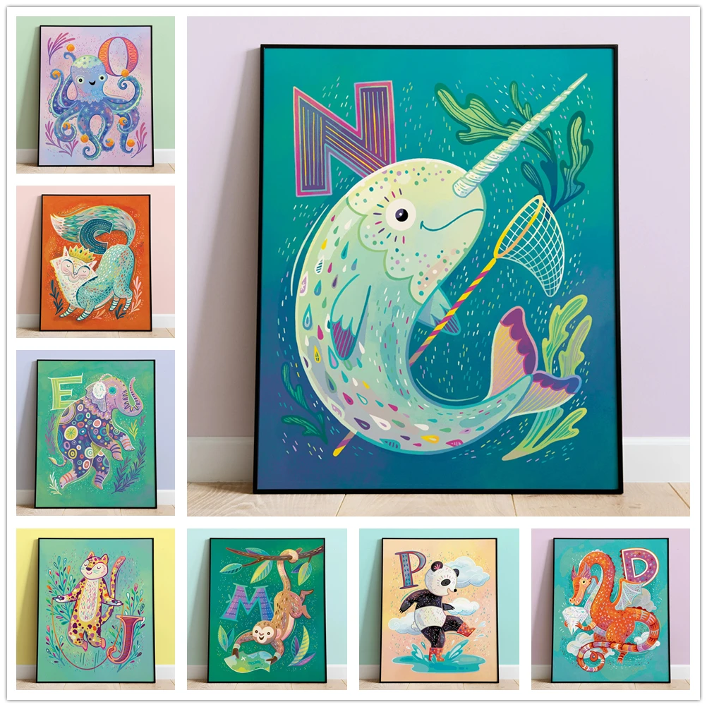 

Осьминог морской лошадь Акула Морская жизнь плакат панда слон обезьяна животные холст живопись детская Настенная картина декор для детско...