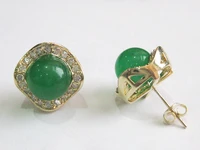 genuine natural green jade quartzite earring