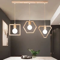 nordic wooden geometric hanging lights for dining living room hotel decortive pendant lighting led restaurant bar lamp celling
