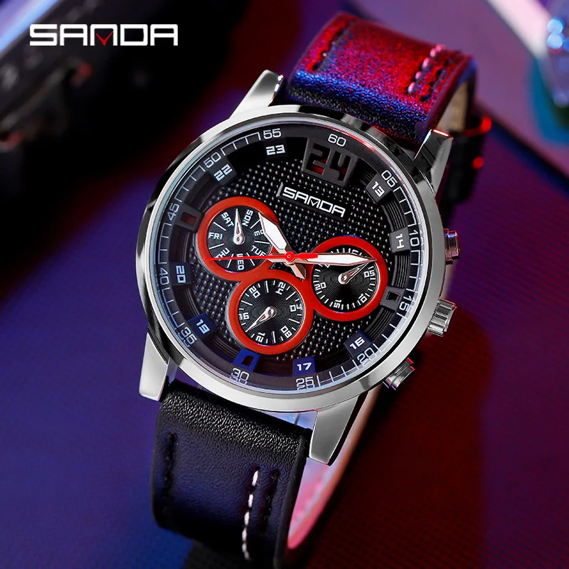 SANDA Мужские кварцевые наручные часы Лидирующий бренд модные спортивные
