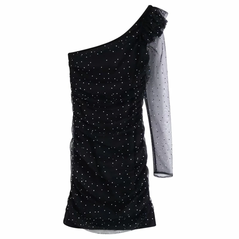 Новинка 2020 женское Плиссированное асимметричное облегающее мини платье с