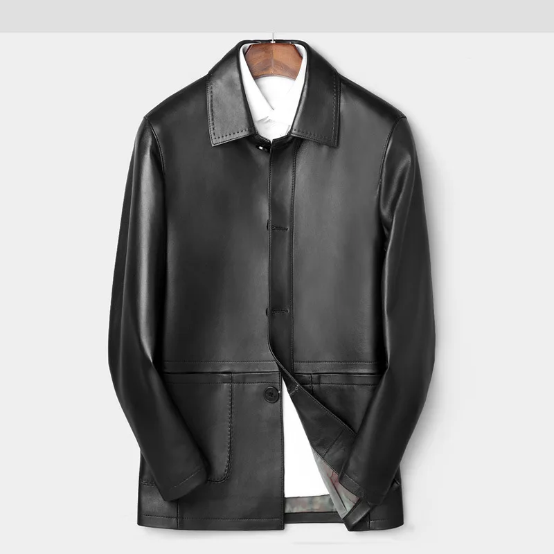 

Men's Middle Aged Leather Jacket Clothes Leather Coat Genuine Real Leather Jacket