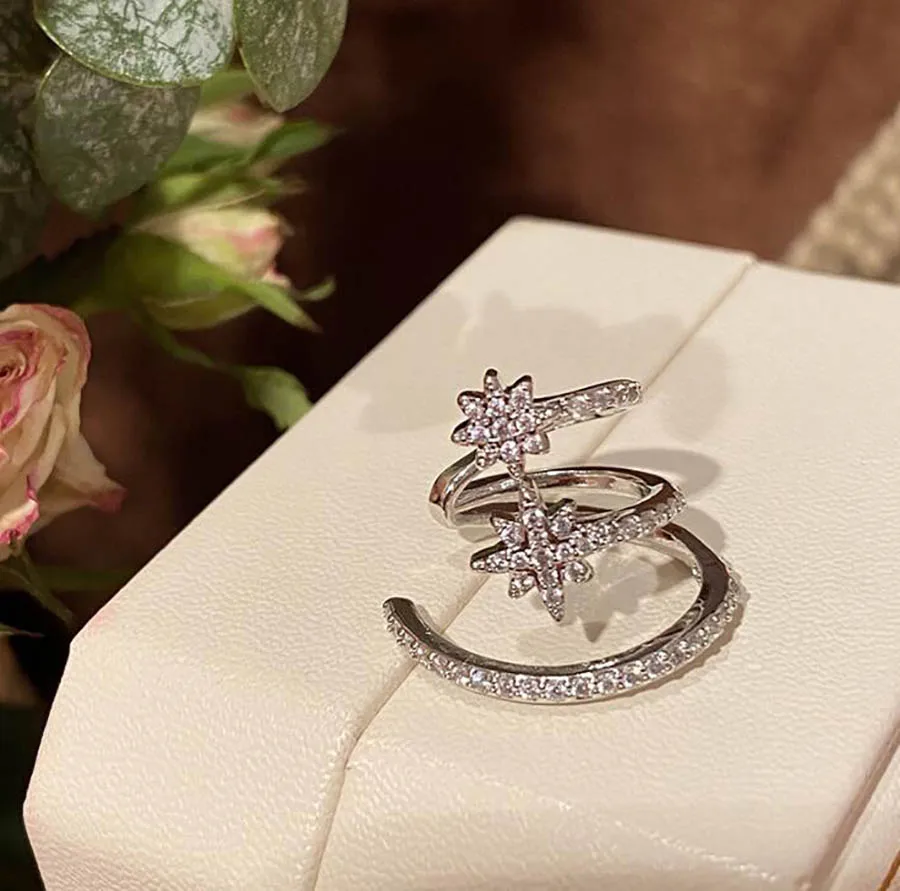 

Full rhinestone eight-pointed star ear clip star elegant no pierced simple exquisite short girl chic ear jewelry