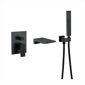 Латунный черный набор для душа смеситель для ванной комнаты настенный дивертор для душа