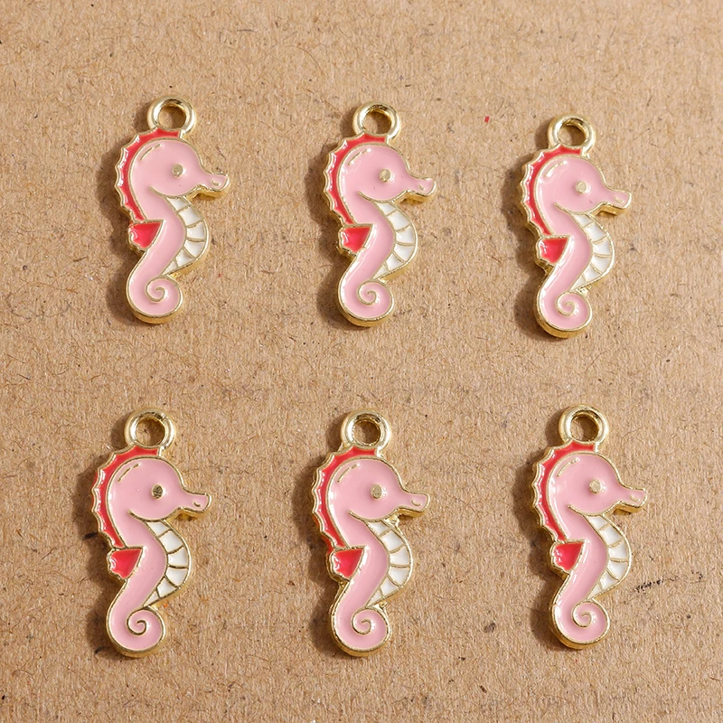 

10pcs 10*20mm Animal Charms for Jewelry Making Cartoon Enamel Hippocampus Charms Pendants for DIY Necklaces Earrings Accessories