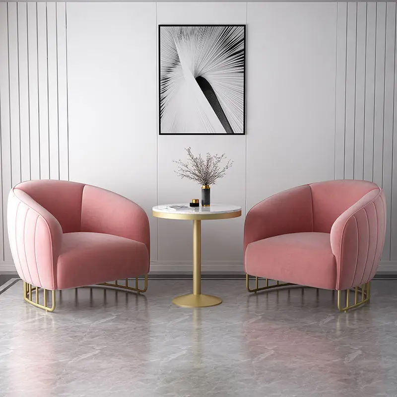 

Modern Luxury Single Fabric Big Sofa Modern Lazy Designer Simple Wrought Iron Balcony Sofa Leisure Table And Chair Combination