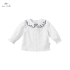 DB16696 dave bellaвесенние модные рубашки с вышивкой для маленьких девочек топы для малышей, детская одежда высокого качества