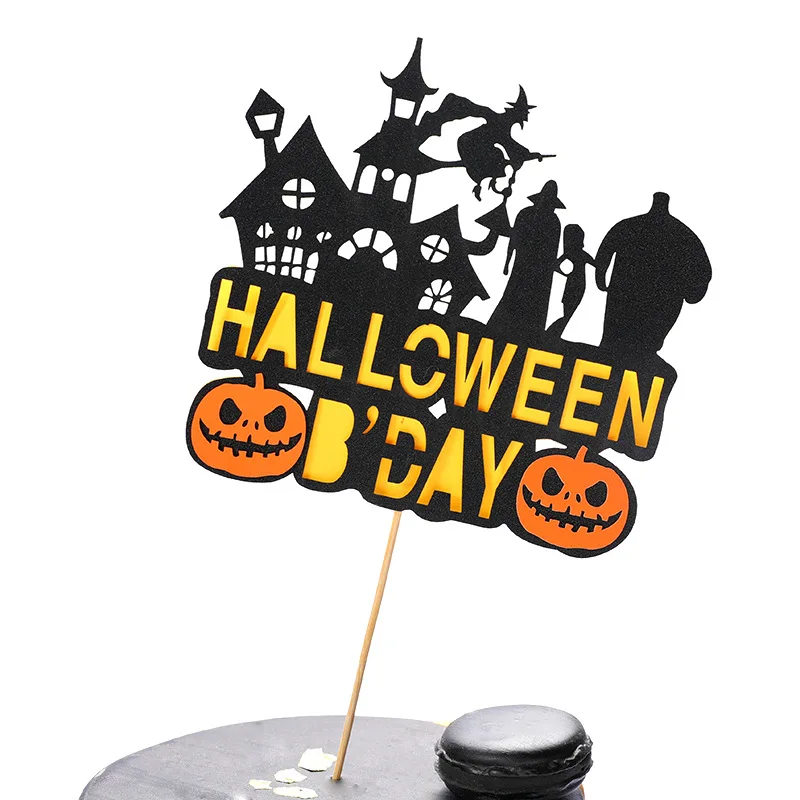 

New Arrival Paperboard Ghost Witch Pumpkin Bat Witch Cake Topper Cartoon Halloween Cake Decoration Halloween Party Cake Supplies