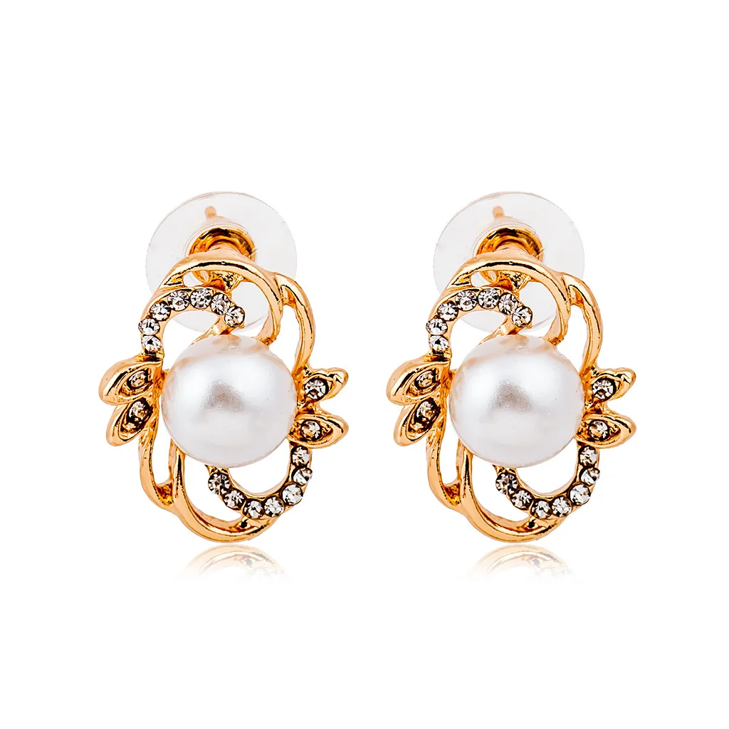 Элегантные жемчужные Ювелирные наборы металлический цветок Кристалл Стразы