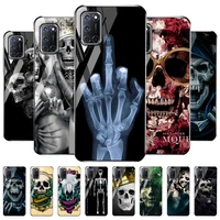 for oppo a73 a72 a94 a93 a91 cases skeleton skull tempered glass case for oppo a53 a32 a37 a8 a31 a54 a35 a15 a15s a9 2020 cover